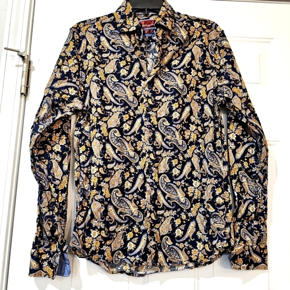 CONSEQUENCE Slim fit size small men Paisley shirt Rich Maximalist Retro 70s